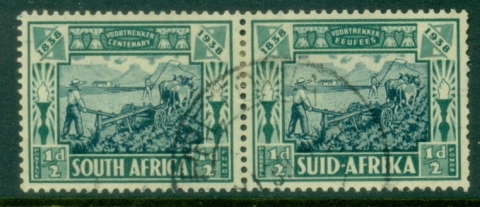 South-Africa-1938-½d-Voortrekker-Ploughing-pair-FU