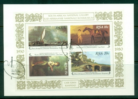 South-Africa-1980-National-gallery-50th-Anniversary-MS-on-piece-FU