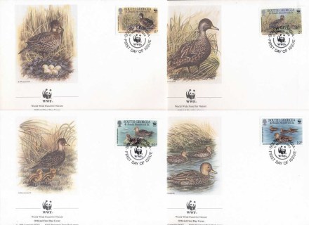 South-Georgia-1992 WWF South Georgia Teal, bird FDC