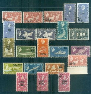 South-Georgia-1971-72-QEII-Definitives-Surcharges-vars-FU-lot77975