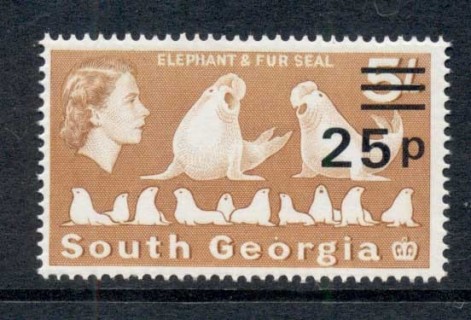 South-Georgia-1971-72-QEII-Pictorial-Elephant-Fur-Seals-25p-on-5-MUH