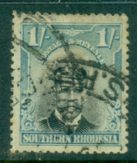 Southern-Rhodesia-1924-30-KGV-Portrait-1sh-turquoise-blue-black-FU