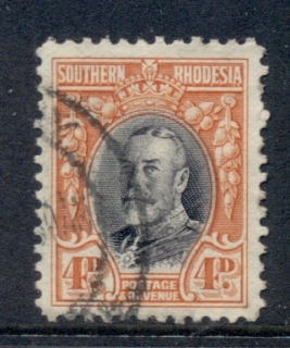 Southern-Rhodesia-1931-37-KGV-Portrait-4d-orange-red-black-Perf-12-FU