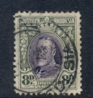 Southern-Rhodesia-1931-37-KGV-Portrait-8d-green-violet-Perf-12-FU