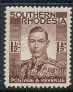 Southern-Rhodesia-1937-KGVI-Portrait-1-5d-red-brown-MLH