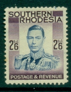 Southern-Rhodesia-1937-KGVI-Portrait-2sh6d-light-tone-spotMLH