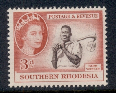 Southern-Rhodesia-1953-QEII-Pictorial-Farm-Worker-3d-MLH