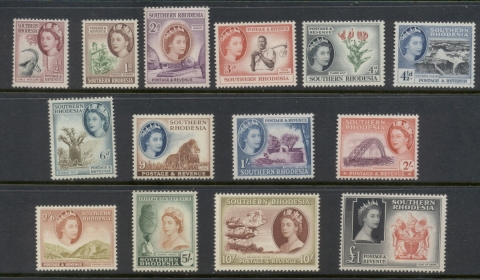 Southern-Rhodesia-1953-QEII-Pictorials-MUH