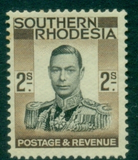 Southern-Rhodesia-1937-KGVI-Portrait-2sh-light-tone-spot-MLH