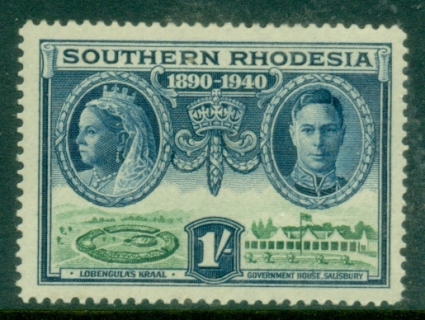 Southern-Rhodesia-1940-Founding-50th-Anniv-1sh-Logenbulas-Kraal-MLH