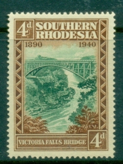 Southern-Rhodesia-1940-Rhodes-Centenary-4d-Victoria-Falls-Bridge-MLH