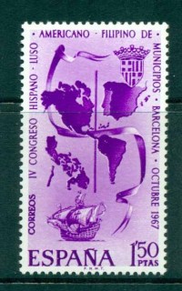 Spain-1967-Galleon-maps-of-Americas-Philippines-MUH-lot32283