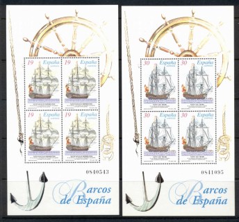 Spain-1995-18th-century-Sailing-Ships-2x-MS-MUH