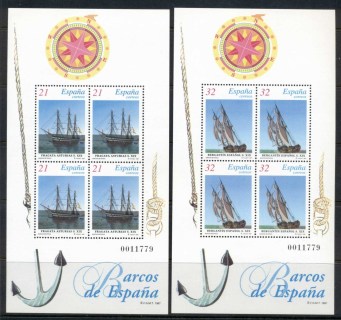 Spain-1997-19th-Century-Sailing-Ships-2x-MS-MUH