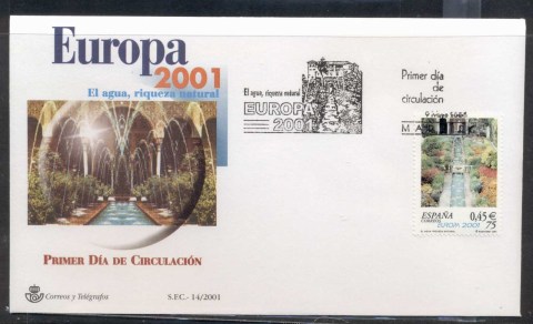 Spain-2001-Europa-Water-FDC