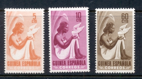 Spanish-Guinea-1953-Woman-Dove-MUH