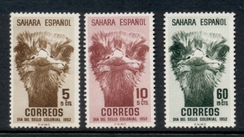 Spanish-Sahara-1952-Colonial-Stamp-day-Ostrich-MLH