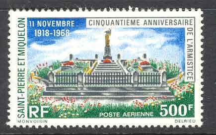 St-Pierre-et-Miquelon-1968-500fr-War-Memorial-MUH-Lot10472