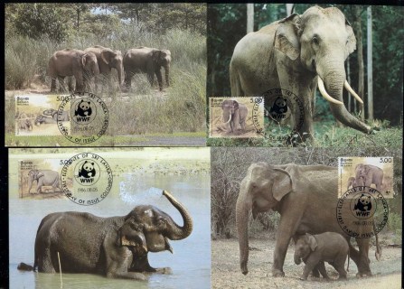 Sri-Lanka-1986 WWF Asian Elephant 4xMaxicard