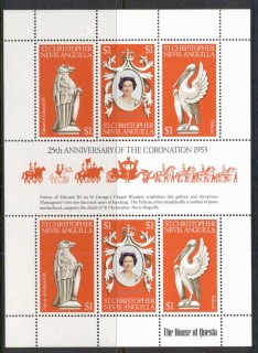 St-Christopher-Nevis-Anguilla-1978 QEII Coronation 25th Anniversary Sheetlet