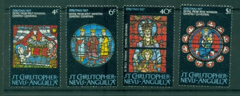 St-Christopher-Nevis-Anguilla-1977-Xmas-Stained-Glass-Windows-MUH