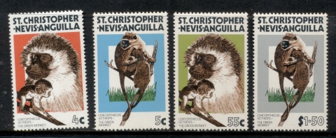 St-Christopher-Nevis-Anguilla-1978-Green-Monkeys-MUH