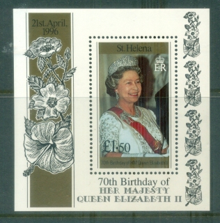 St-Helena-1996-QEII-70th-Birthday-MS-MUH