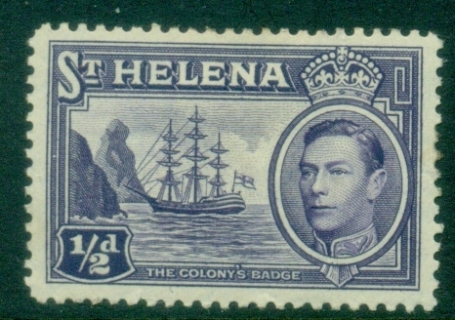 St-Helena-1938-40-KGVI-Badge-of-the-Colony-½d-purple-MLH