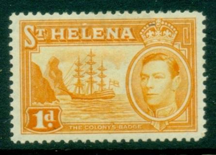 St-Helena-1938-40-KGVI-Badge-of-the-Colony-1d-orange-yellow-MLH