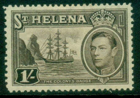 St-Helena-1938-40-KGVI-Badge-of-the-Colony-1sh-sepia-MLH