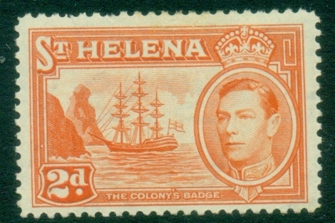 St-Helena-1938-40-KGVI-Badge-of-the-Colony-2d-orange-MLH