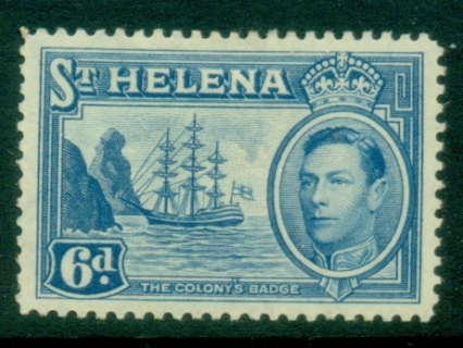 St-Helena-1938-40-KGVI-Badge-of-the-Colony-6d-grey-blue-MLH