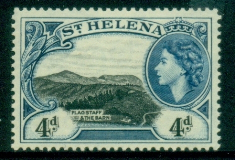 St-Helena-1953-QEII-Badge-of-the-Colony-4d-Flagstaff-barn-MLH