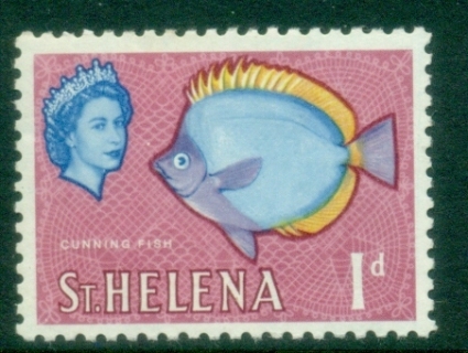 St-Helena-1961-QEII-Pictorial-1d-Cunning-Fish-MLH