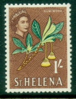 St-Helena-1961-QEII-Pictorial-1sh-Gumwood-Flowers-MLH