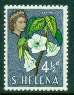 St-Helena-1961-QEII-Pictorial-4½d-Redwood-Flower-MLH