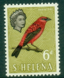 St-Helena-1961-QEII-Pictorial-6d-Madagascar-Weaver-Bird-MLH