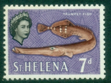 St-Helena-1961-QEII-Pictorial-7d-Trumpet-fish-MLH