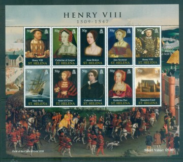 St-Helena-2009-Henry-VIII-500th-Birth-Anniv-MS-MUH