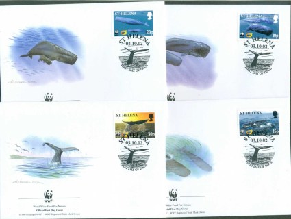 St-Helena-2002 WWF Sperm Whale 4x FDC