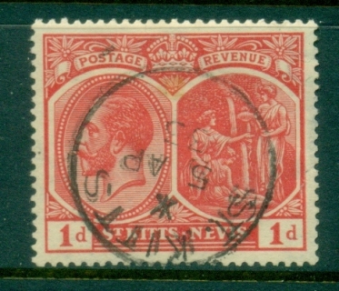 St-Kitts-Nevis-1921-29-KGV-Columbus-looking-for-Land-1d-red-FU