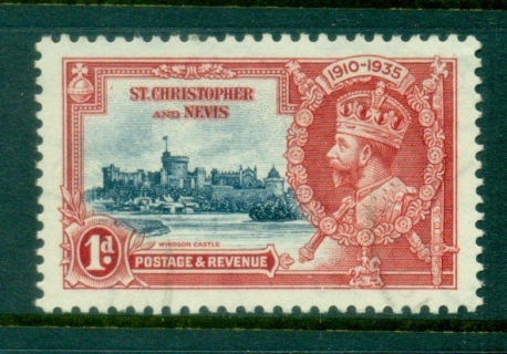 St-Kitts-Nevis-1935-KGV-Silver-Jubilee-1d-FU