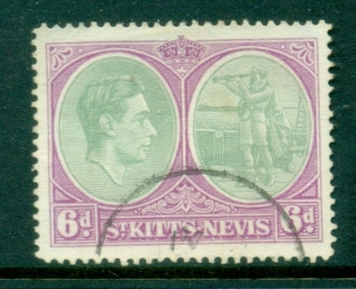 St-Kitts-Nevis-1938-48-KGVI-Pictorial-Columbus-Looking-for-Land-6d-FU