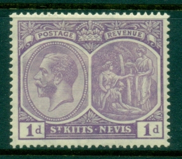 St-Kitts-Nevis-1921-29-KGV-Columbus-looking-for-Land-1d-MLH