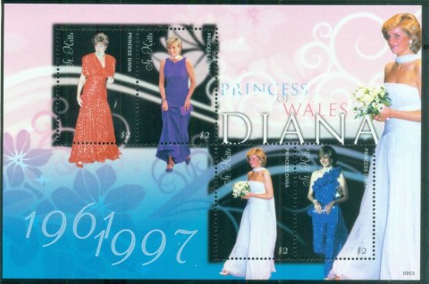 St-Kitts-2007 Princess Diana in Memoriam, 10th Anniv., Diana in Formal Fashion MS