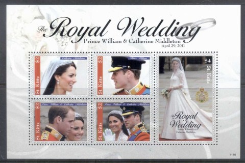 St-Kitts-2011 Royal Wedding William & Kate #1116 $2,$4 MS