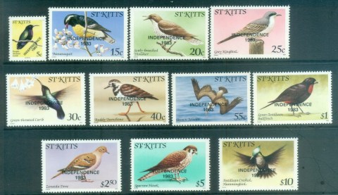 St-Kitts-1983-Pictorials-Birds-Opt-INDEPENDENCE-MUH