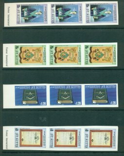 St-Kitts-1985-Masonic-Lodge-IMPERF-Strip-3-MUH-Lot21283