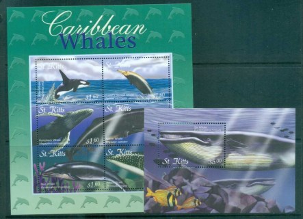 St-Kitts-2001-Whales-of-the-Caribbean-2xMS-part-set-MUH-lot81743