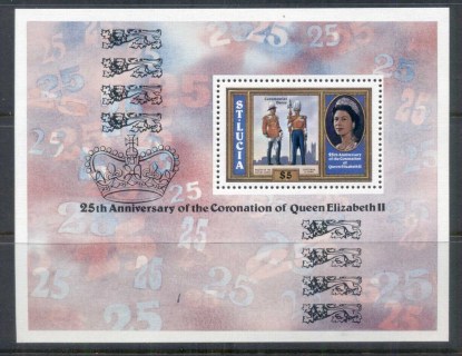 St-Lucia-1978-QEII-Coronation-25th-Anniversary-MS-MUH